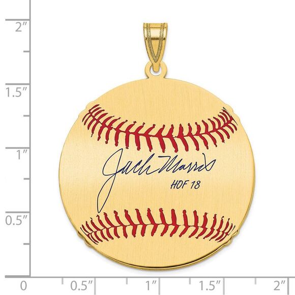 14K Gold Plated Jack Morris Signature LG Enamel Baseball Pendant